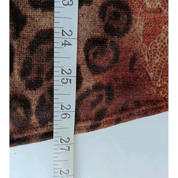 Chico's Sz 3 (US XL) Short Sleeve Brown Animal Print Open Front Sweater w/Tie - Picture 6 of 7